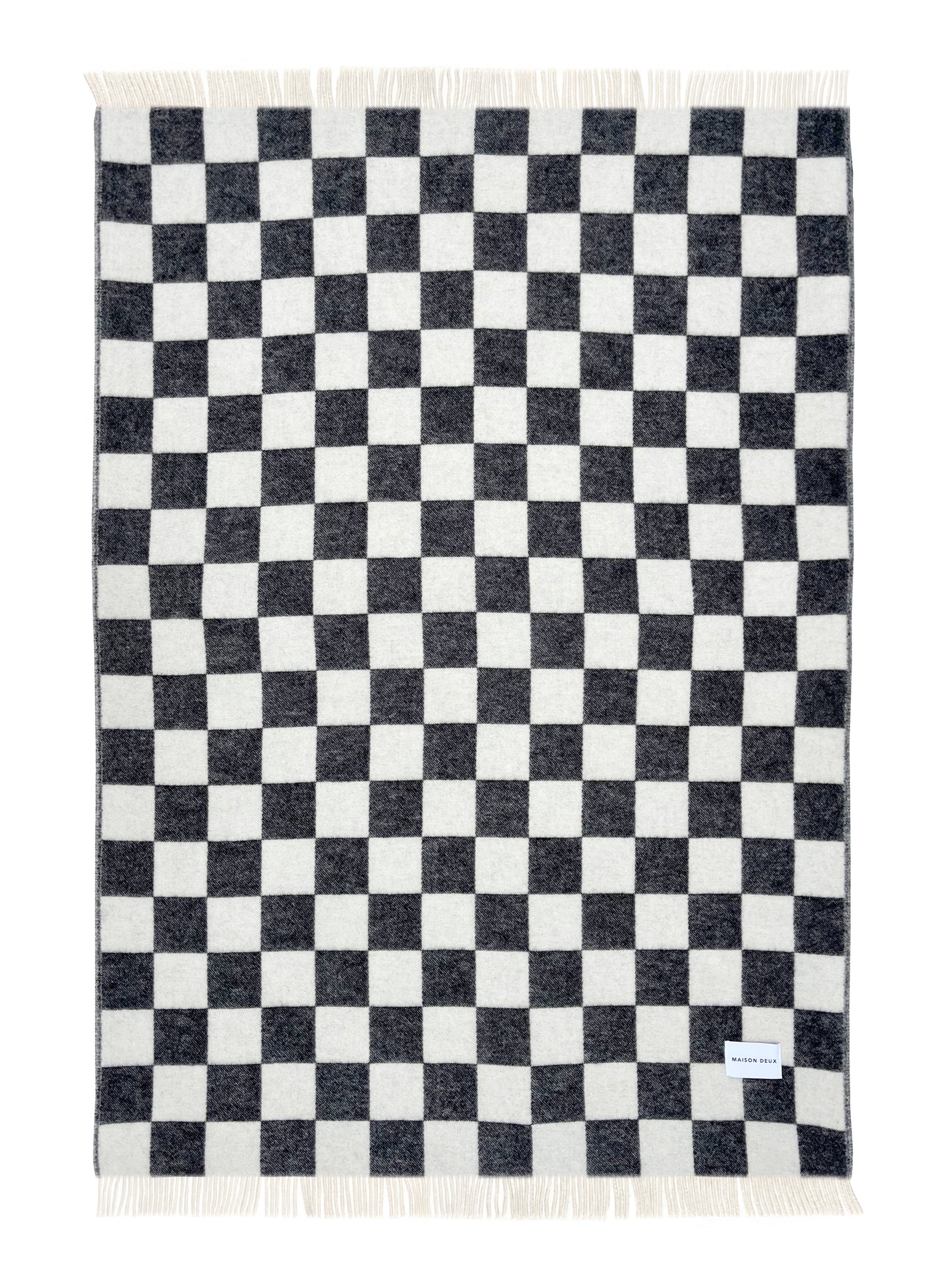 Maison Deux Schachbrettmuster-Decke kariert schwarz/weiß ca. 130x200cm