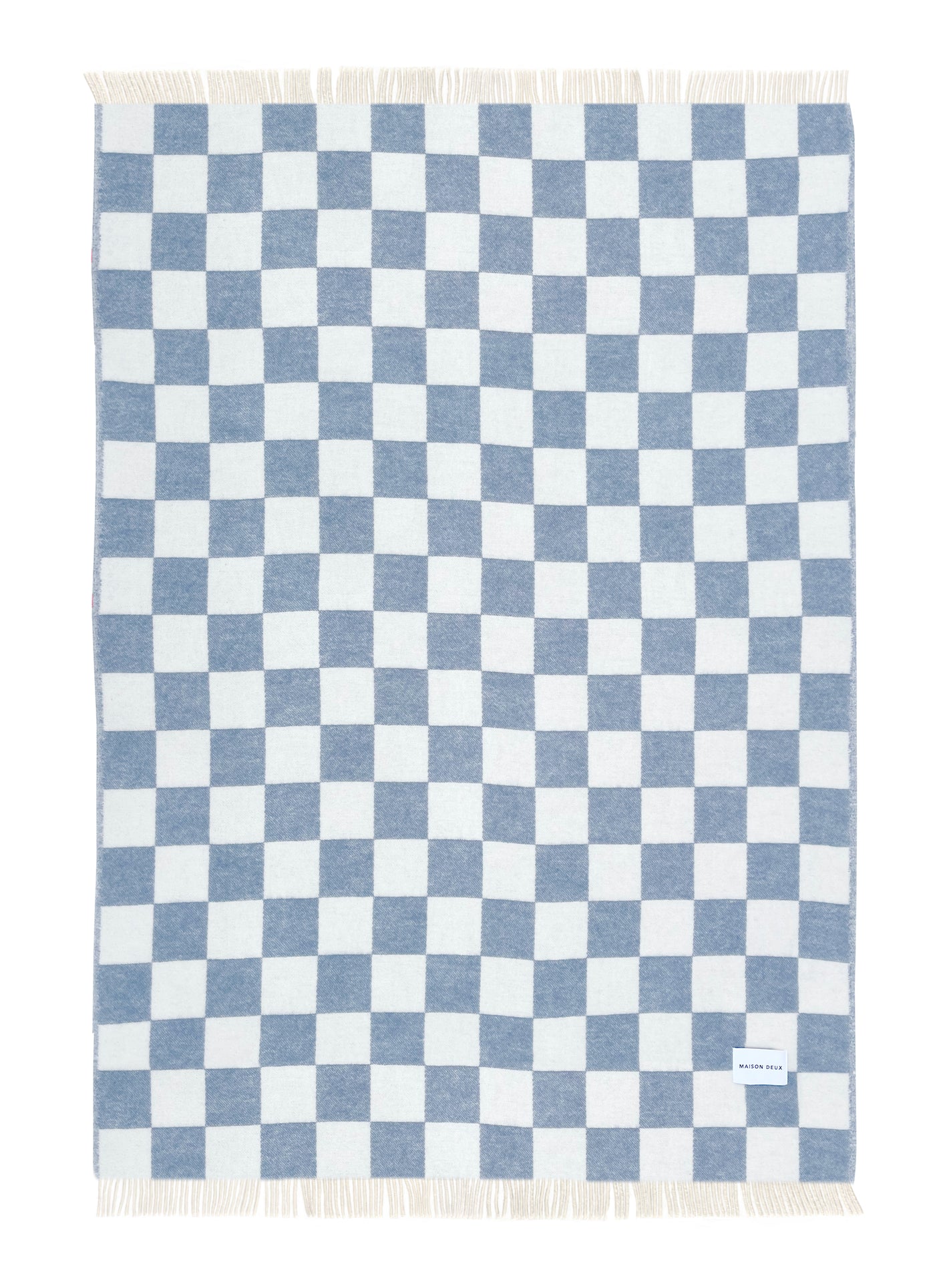 Maison Deux Schachbrettmuster-Decke kariert denim/weiß ca. 130x200cm
