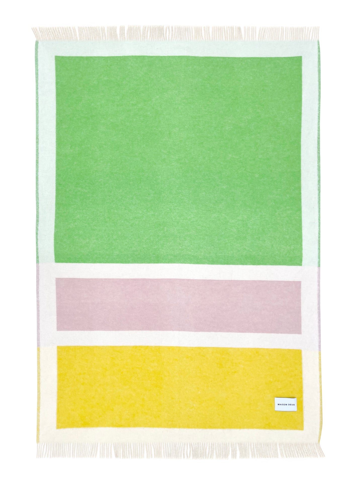 Maison Deux Color-Block-Decke hellgrün/lila/gelb ca. 130x200cm