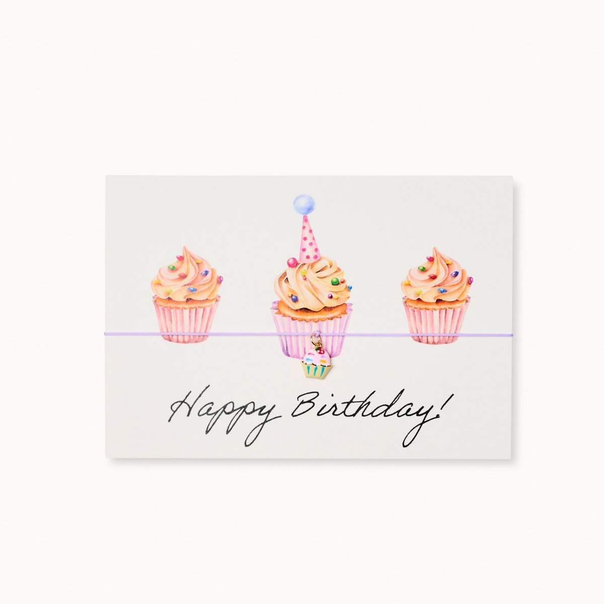 Armband-Karte: Happy Birthday Cupcake - BITANGELHOMES