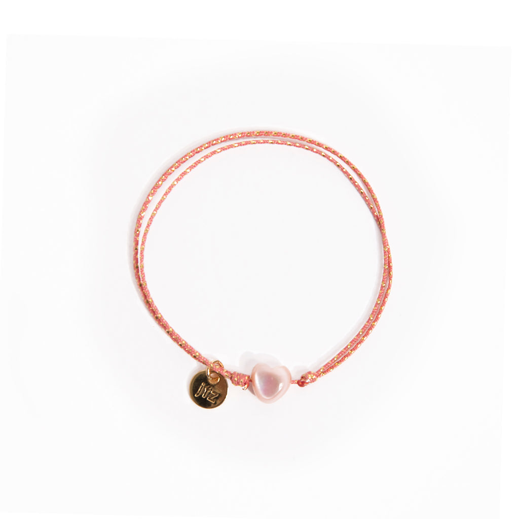 Le Petit Lien de Paris Armband rosa mit Perlmutt-Herz rosa