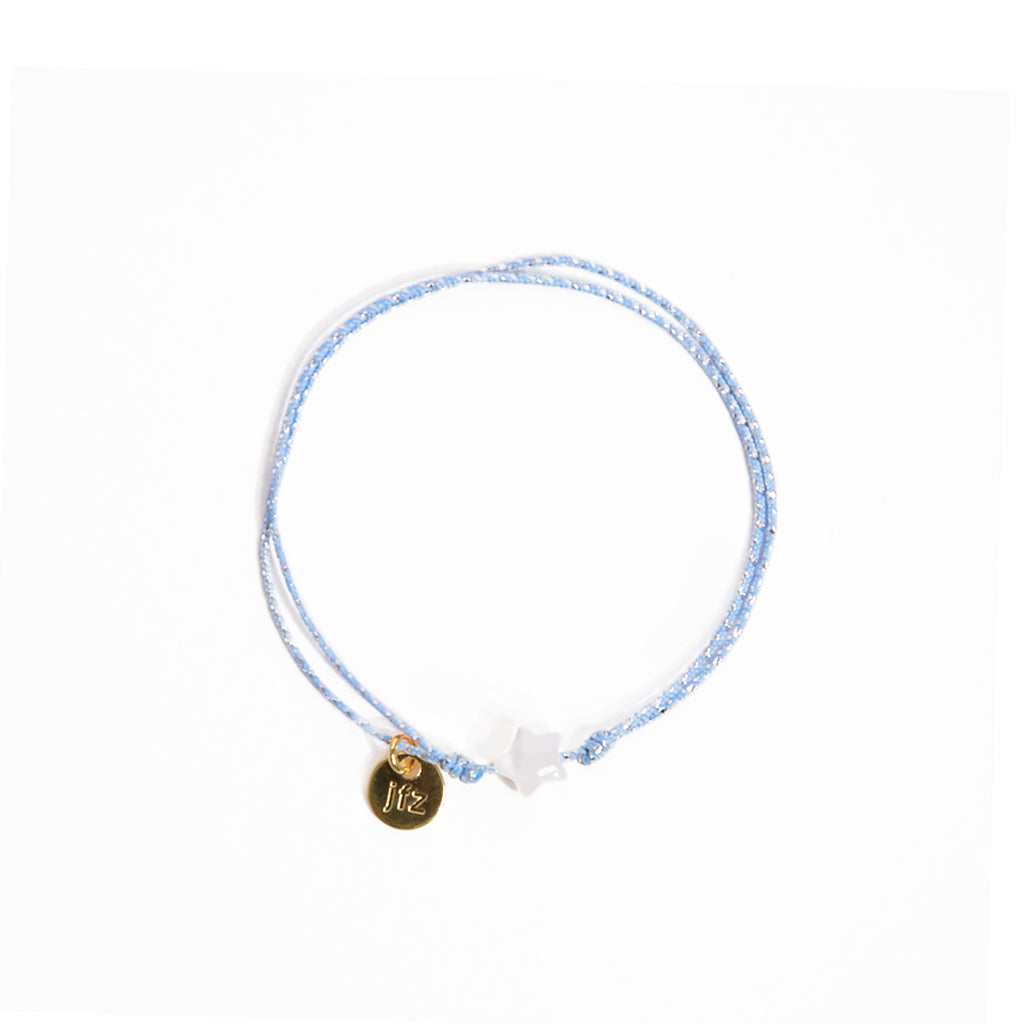 Le Petit Lien de Paris Armband hellblau mit Perlmutt-Stern