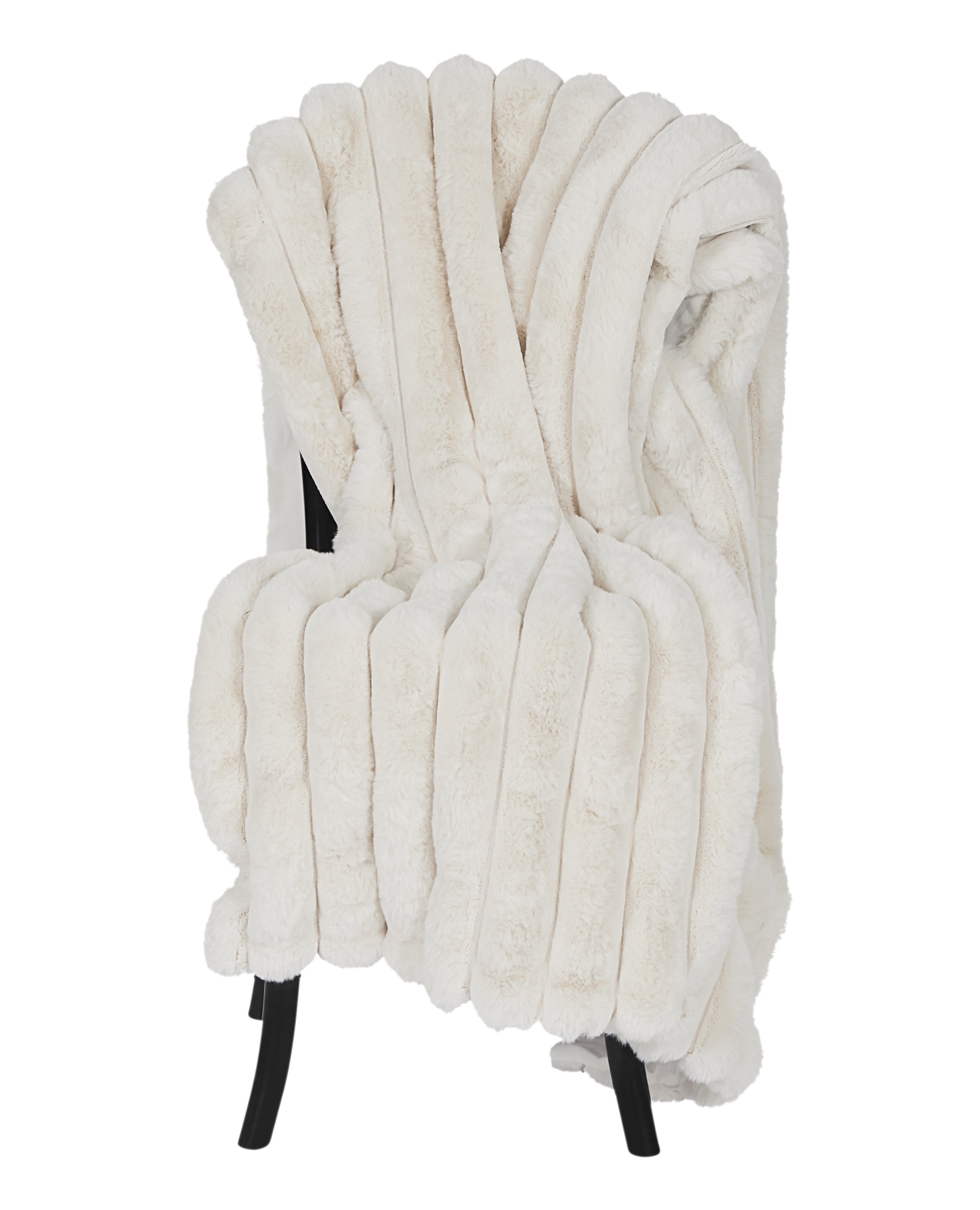 Skinnwille Seidenweiche Webpelz-Decke, Wave elfenbein ca. 120x180cm - BITANGELHOMES