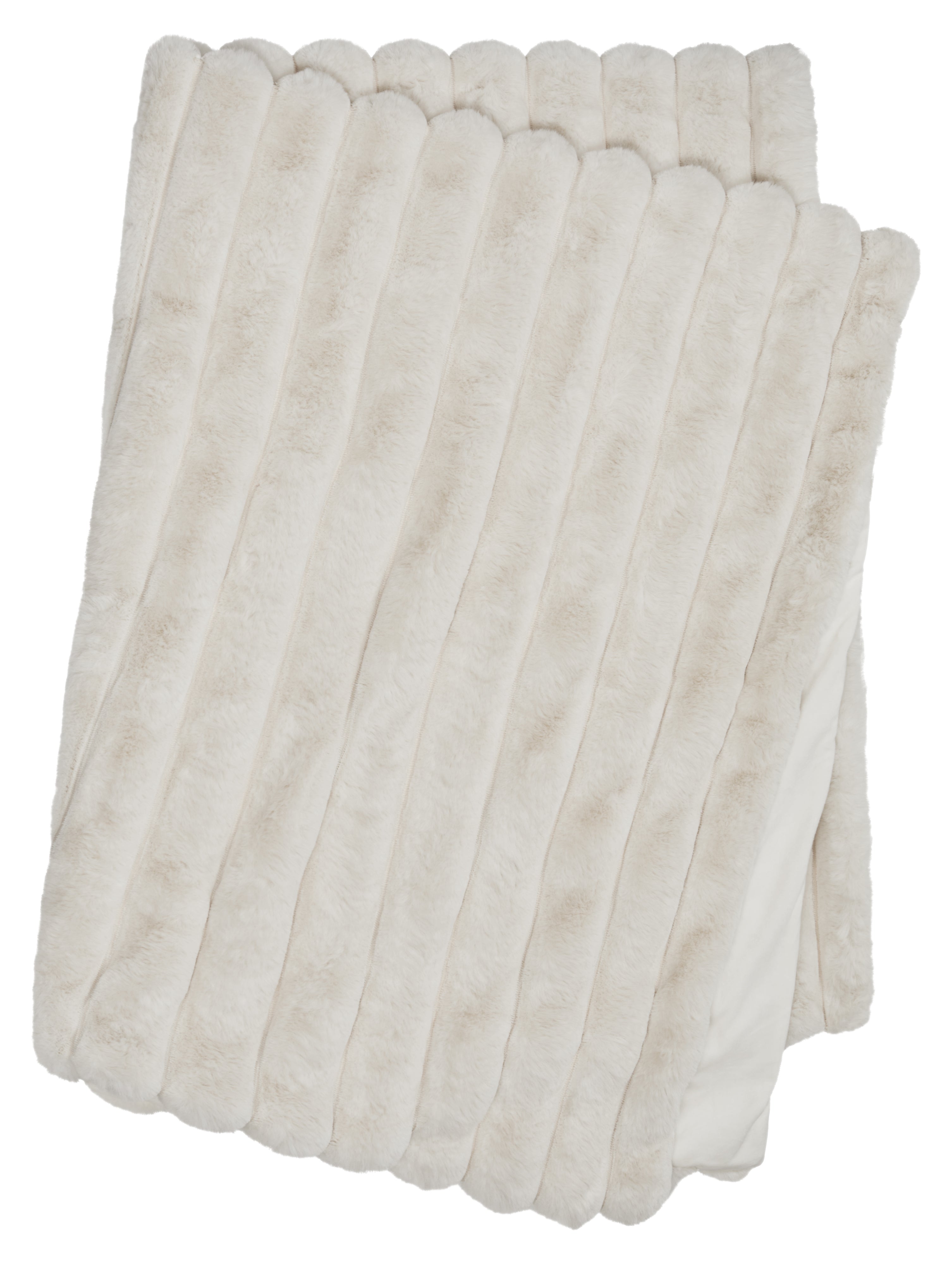 Skinnwille Seidenweiche Webpelz-Decke, Wave elfenbein ca. 120x180cm - BITANGELHOMES