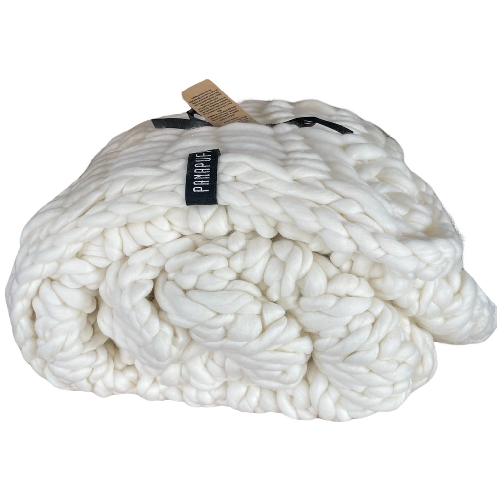 Panapufa Exklusive Merino-Wolldecke offwhite