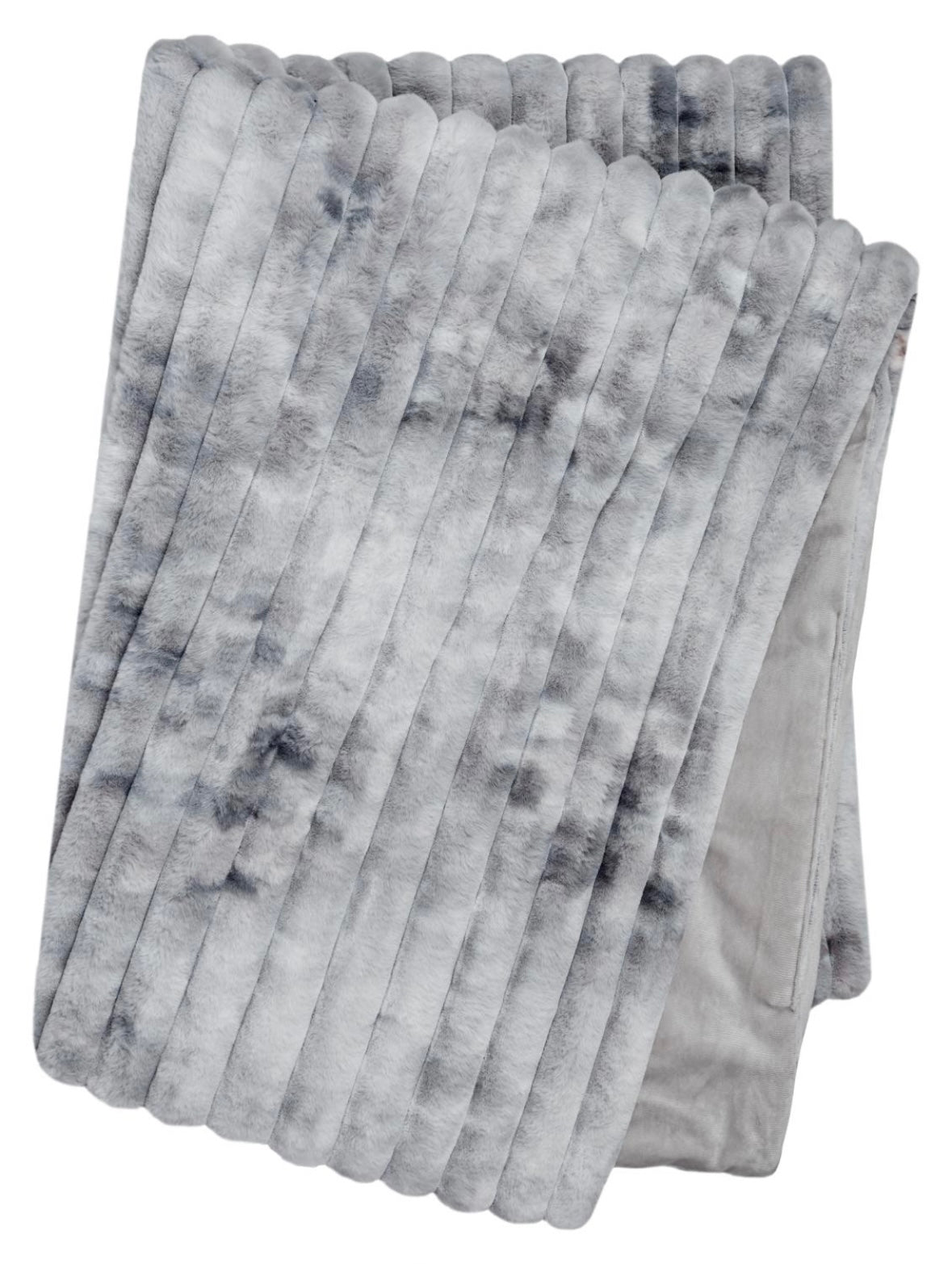 Skinnwille Seidenweiche Webpelz-Decke Wave silbergrau - BITANGELHOMES