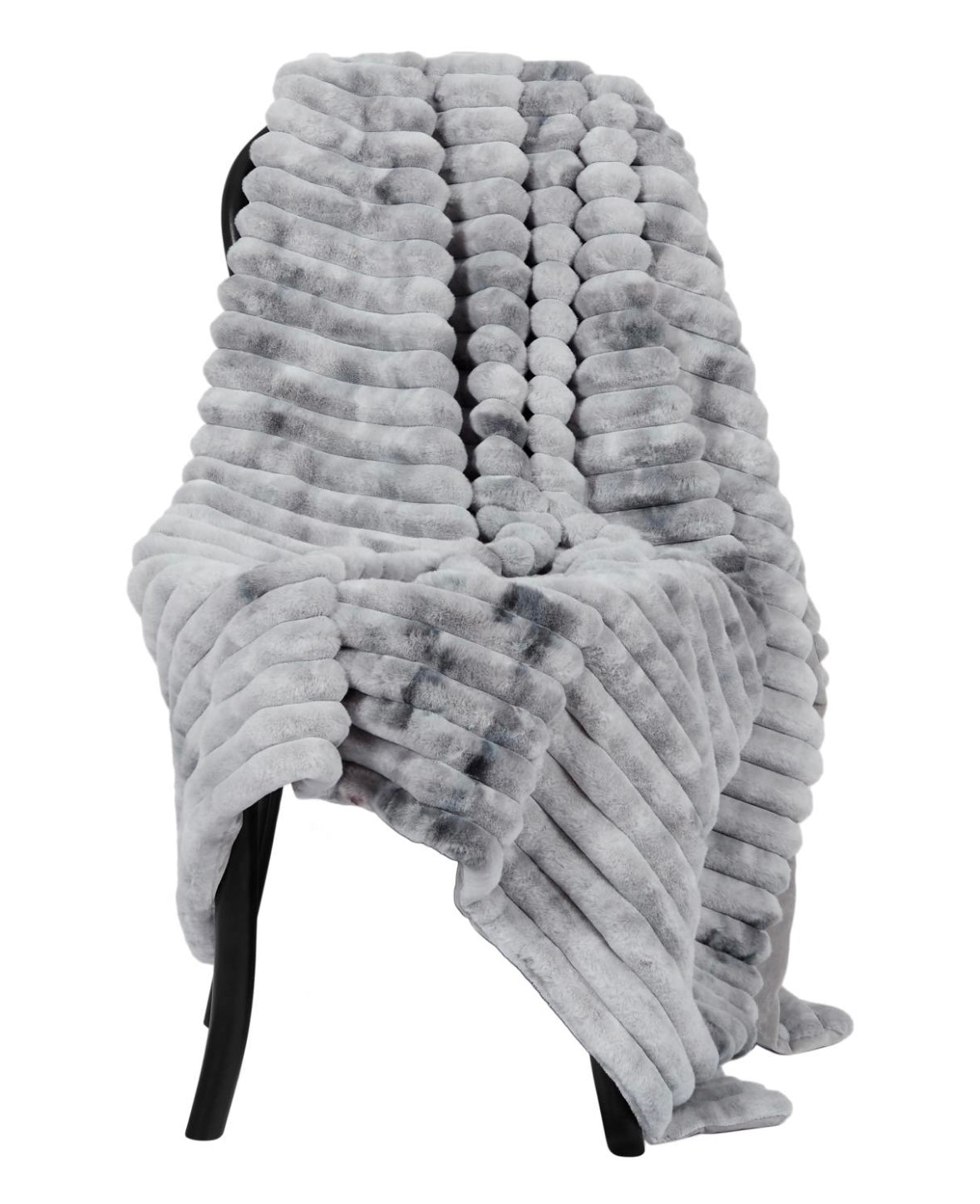 Skinnwille Seidenweiche Webpelz-Decke Wave silbergrau - BITANGELHOMES