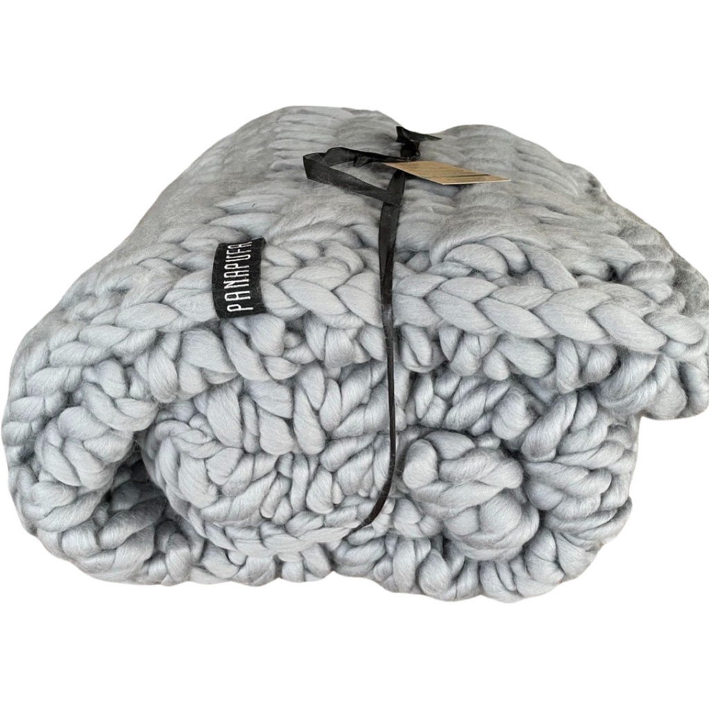 Panapufa Exkusive Merino-Wolldecke grau