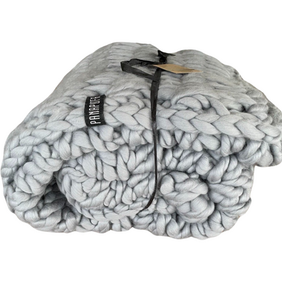 Panapufa Exklusive Baumwolle-Wolldecke grau 130x180cm