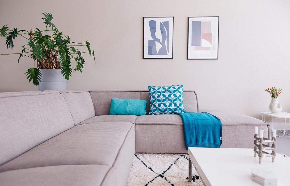 Agatha Porto Mykonos Wendekissen petrol/blau ca. 30x50cm