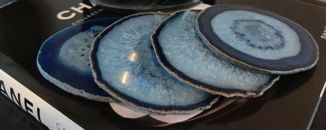 Home Jewels Untersetzer aus Achat je 4 Stück im Set blau - BITANGELHOMES