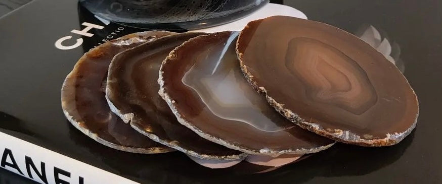 Home Jewels Untersetzer aus Achat je 4 Stück im Set braun - BITANGELHOMES