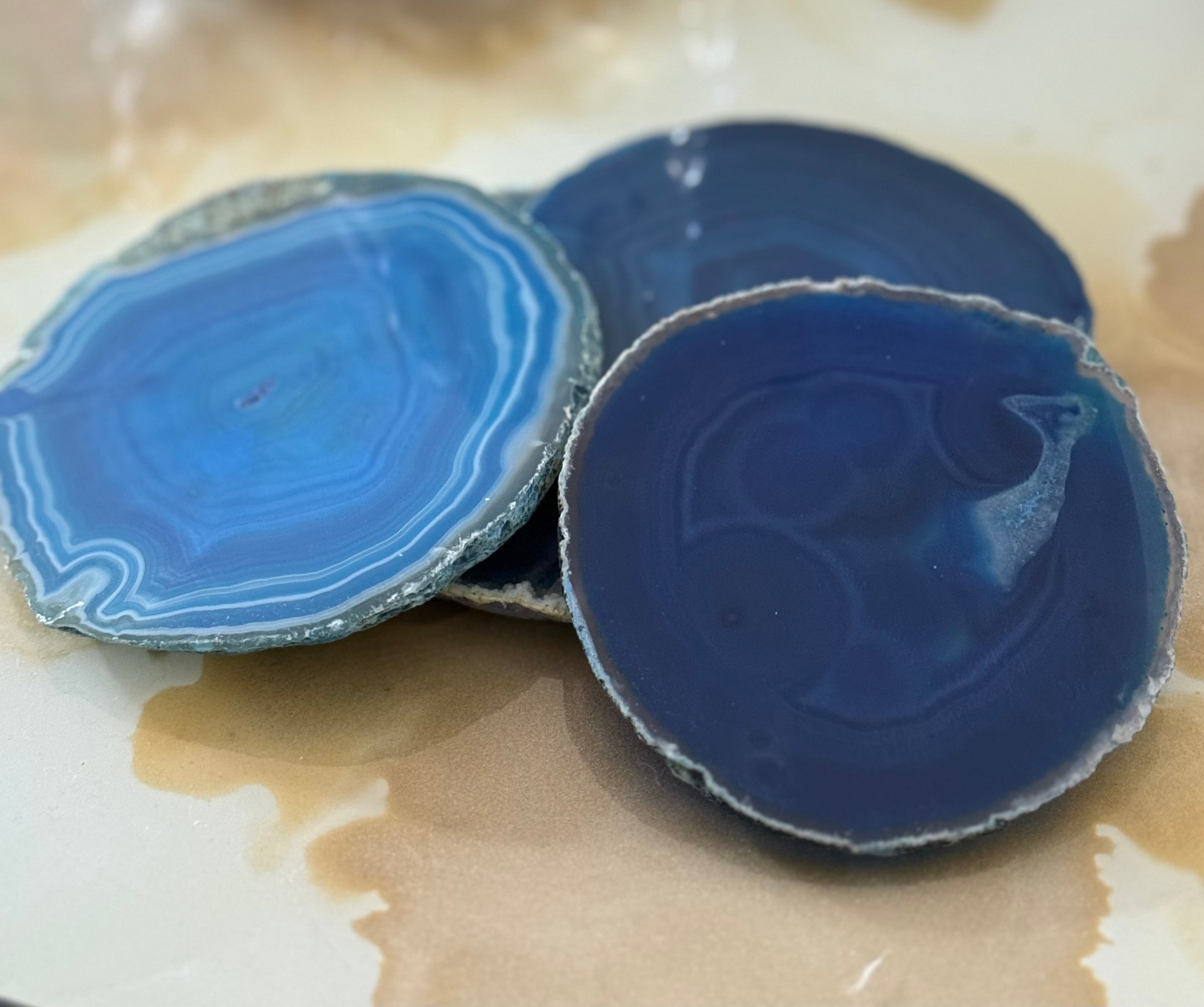 Home Jewels Untersetzer aus Achat je 4 Stück im Set blau - BITANGELHOMES