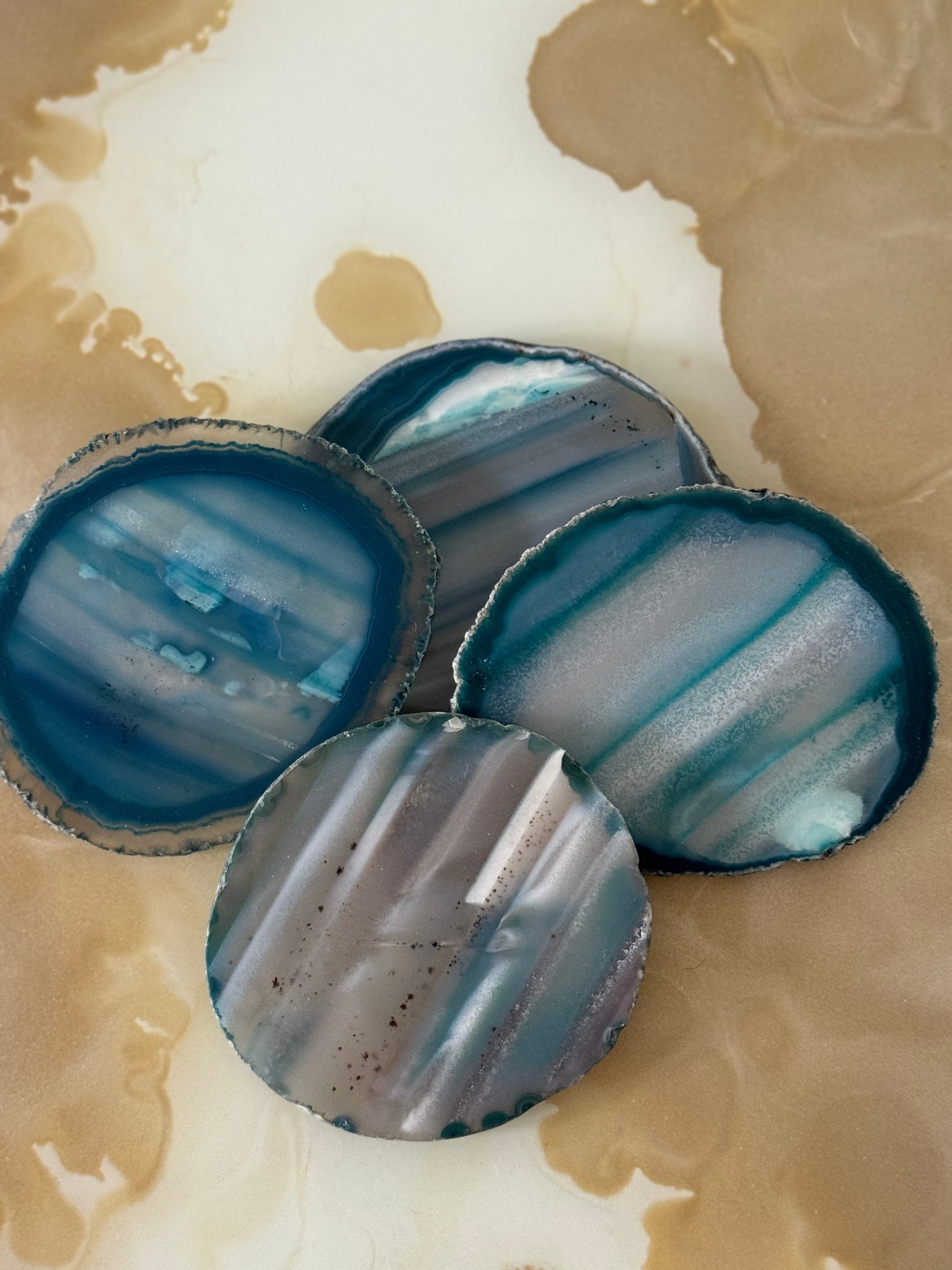 Home Jewels Untersetzer aus Achat je 4 Stück im Set türkis - BITANGELHOMES