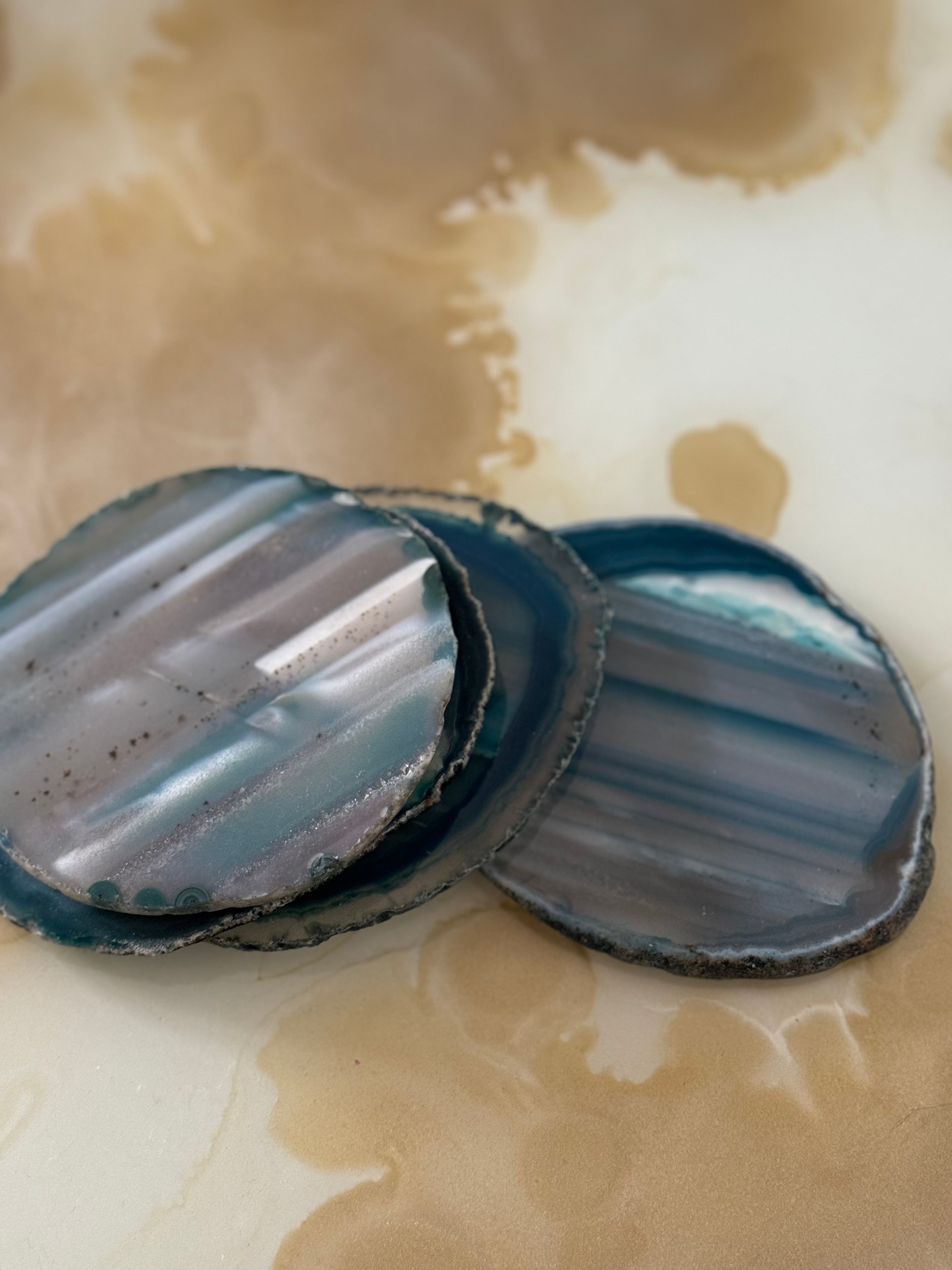 Home Jewels Untersetzer aus Achat je 4 Stück im Set türkis - BITANGELHOMES