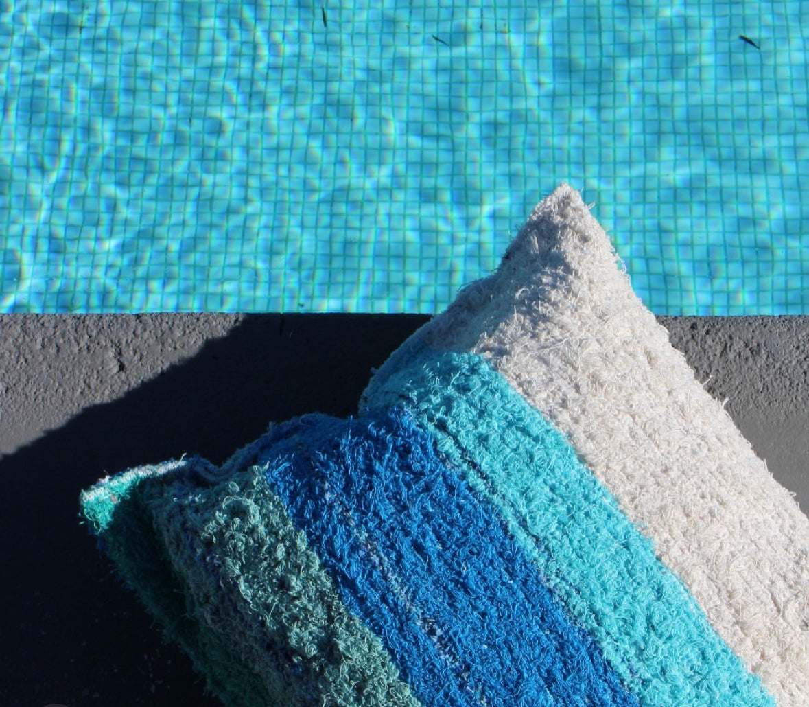 Amour Sud Ibiza Kissenhülle türkis/crem/weiss - BITANGELHOMES