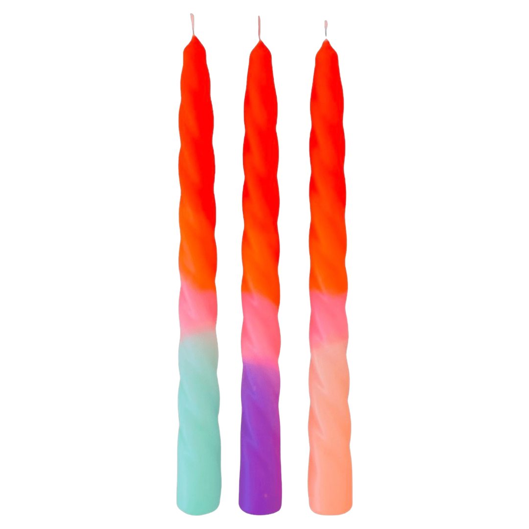 Pink Stories 3er Set Dip Dye Ice Cream orange Stabkerzen gedreht - BITANGELHOMES