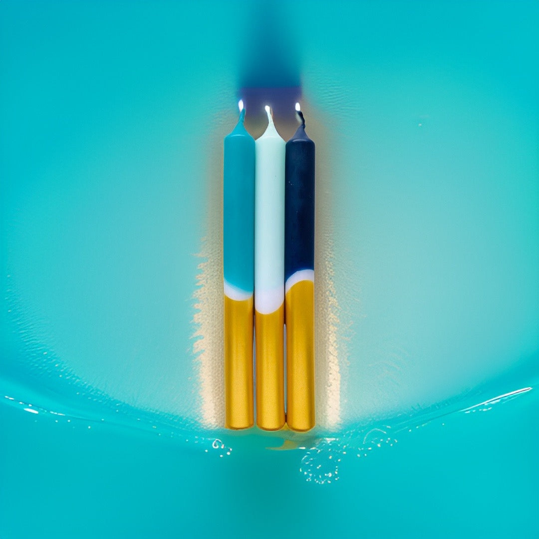 Pink Stories 3er Set Dip Dye Kerzen Frosty blue - BITANGELHOMES