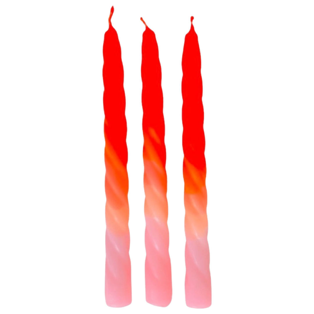 Pink Stories 3er Set Dip Dye Shades of Peach Stabkerzen gedreht - BITANGELHOMES