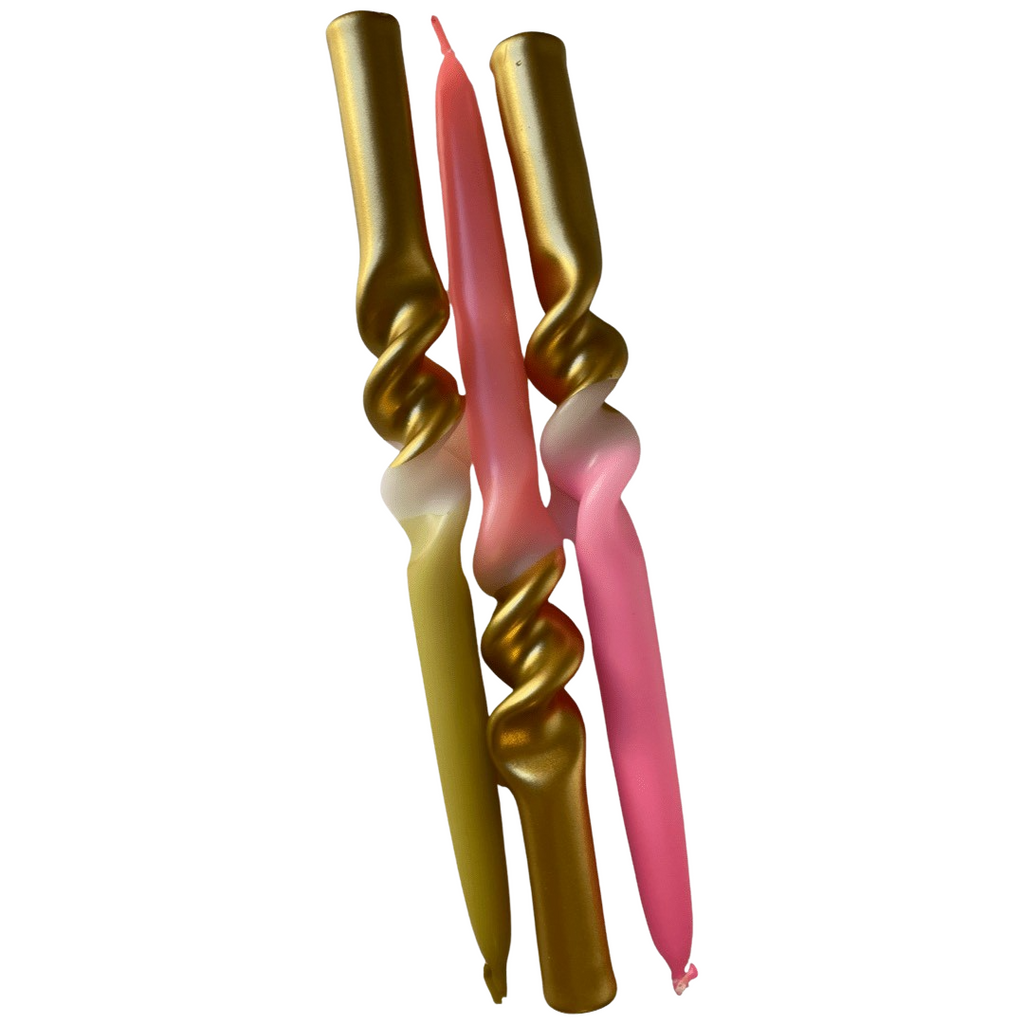 Pink Stories Set aus 3 Dip Dye Stabkerzen Swirl  ca. 250x19mm
