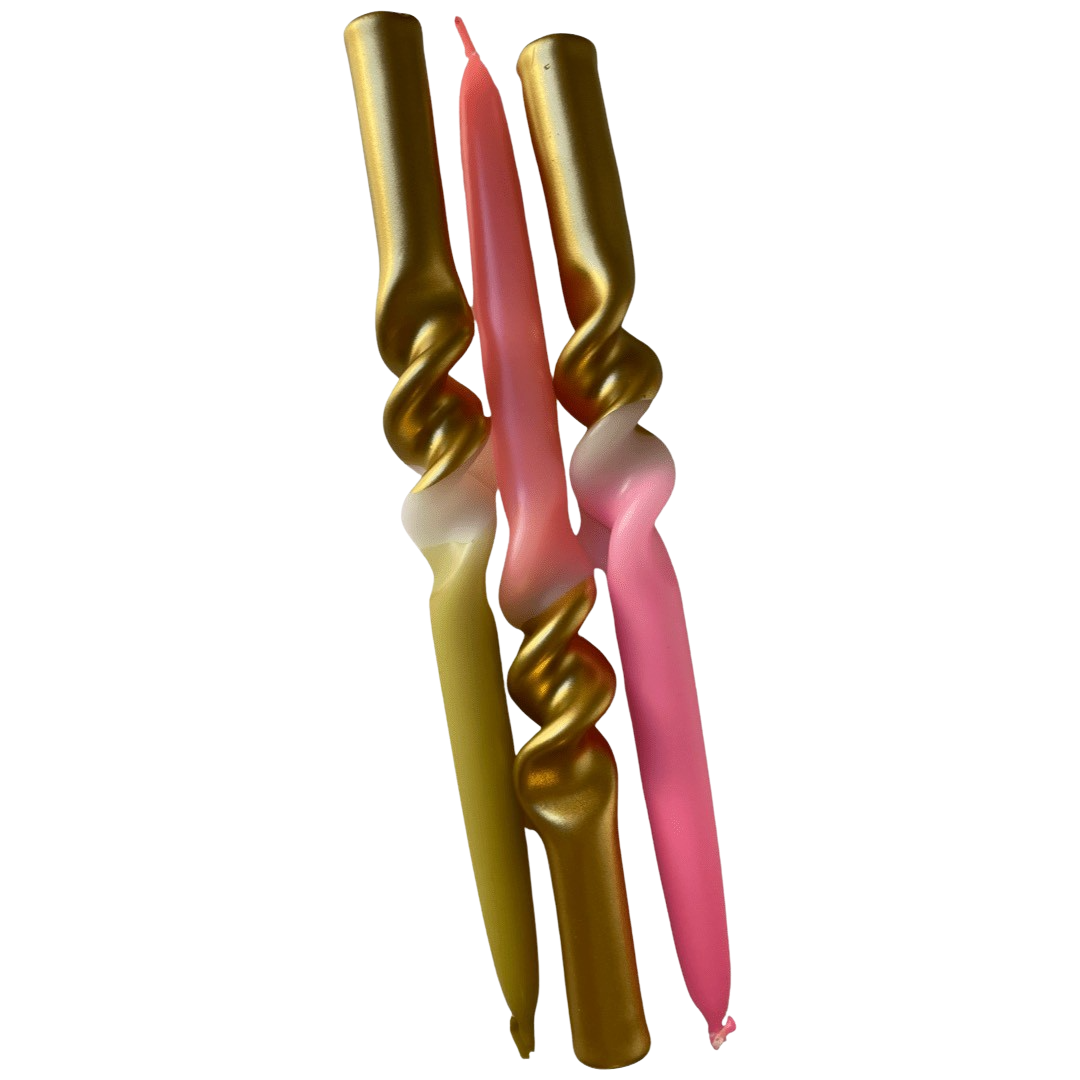 Pink Stories Set aus 3 Dip Dye Stabkerzen Swirl  ca. 250x19mm - BITANGELHOMES