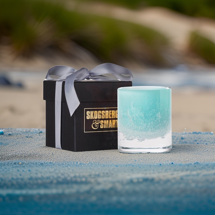 Skogsberg & Smart mundgeblasenes Windlicht Hurricane Soda wahlweise Aqua oder Rosé - BITANGELHOMES
