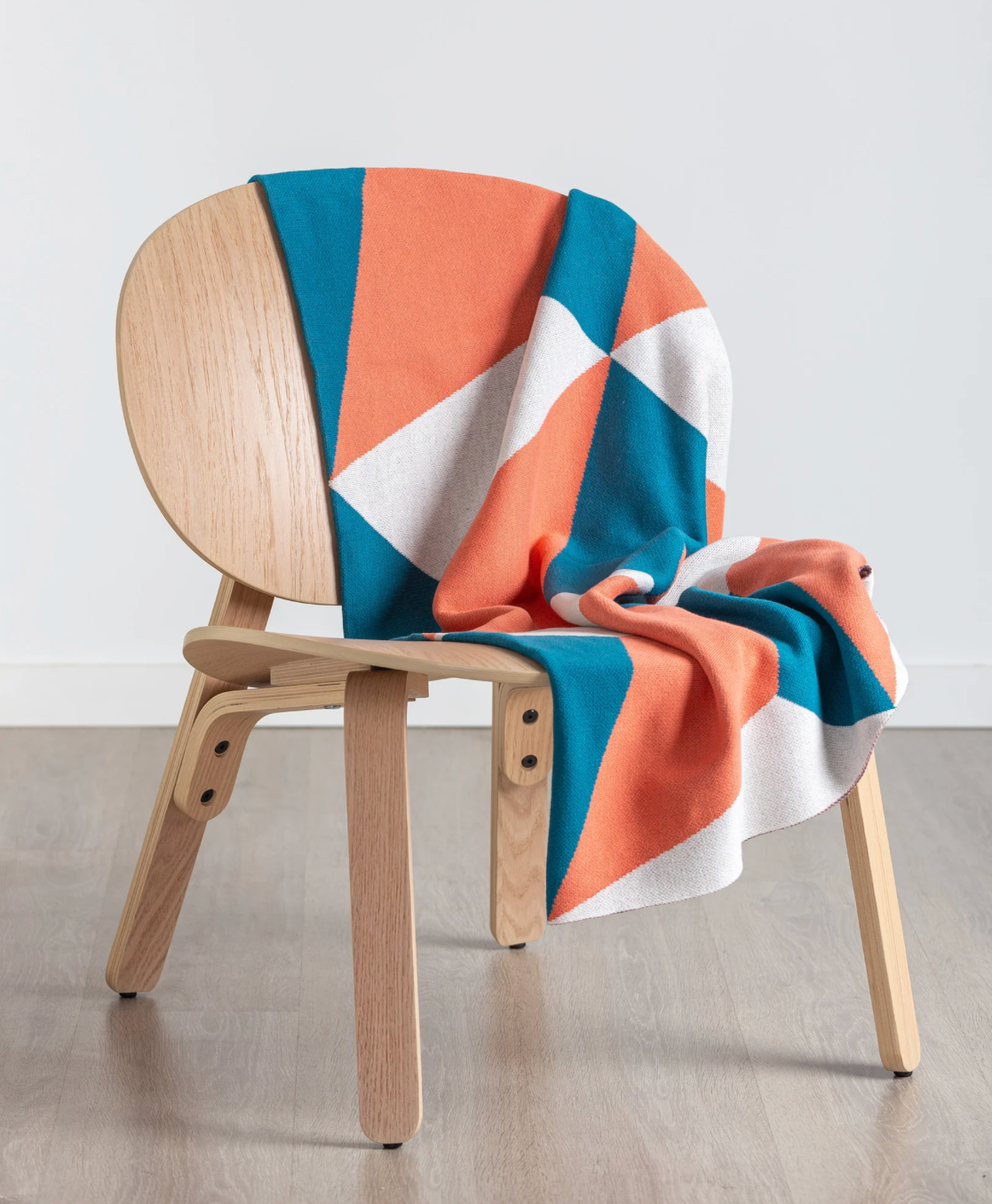 Agatha Porto Ibiza Baumwolldecke koralle/weiss/petrol mit graphischem Muster - BITANGELHOMES