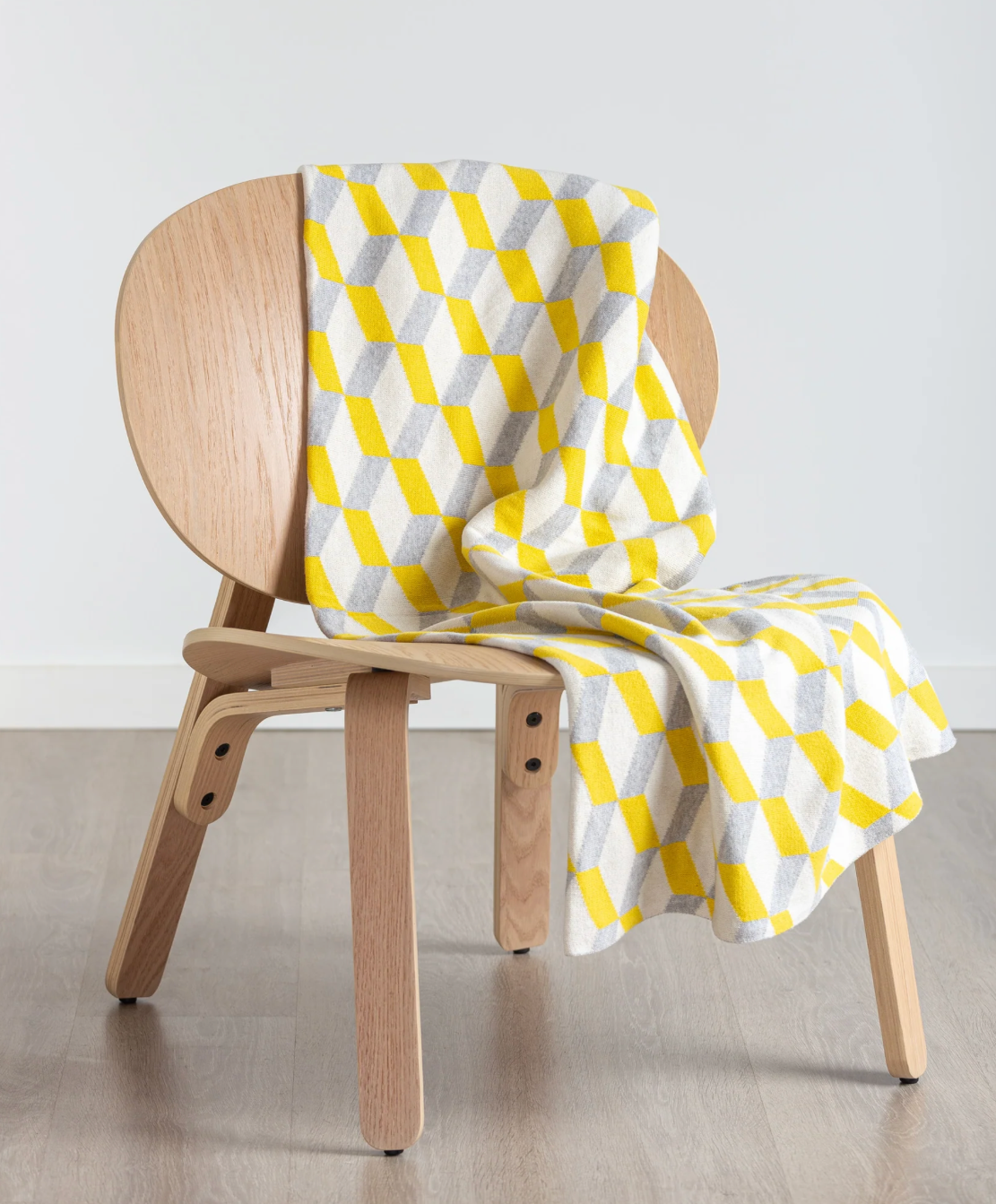 Agatha Porto Ibiza Baumwolldecke gelb/grau/weiss mit graphischem Muster