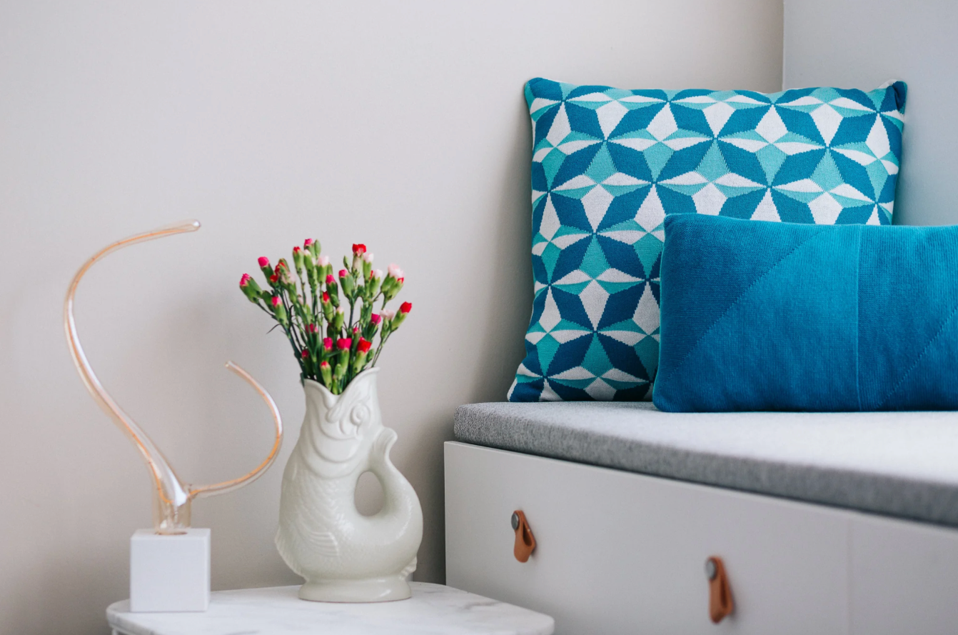 Agatha Porto Mykonos Wendekissen petrol/blau ca. 30x50cm - BITANGELHOMES