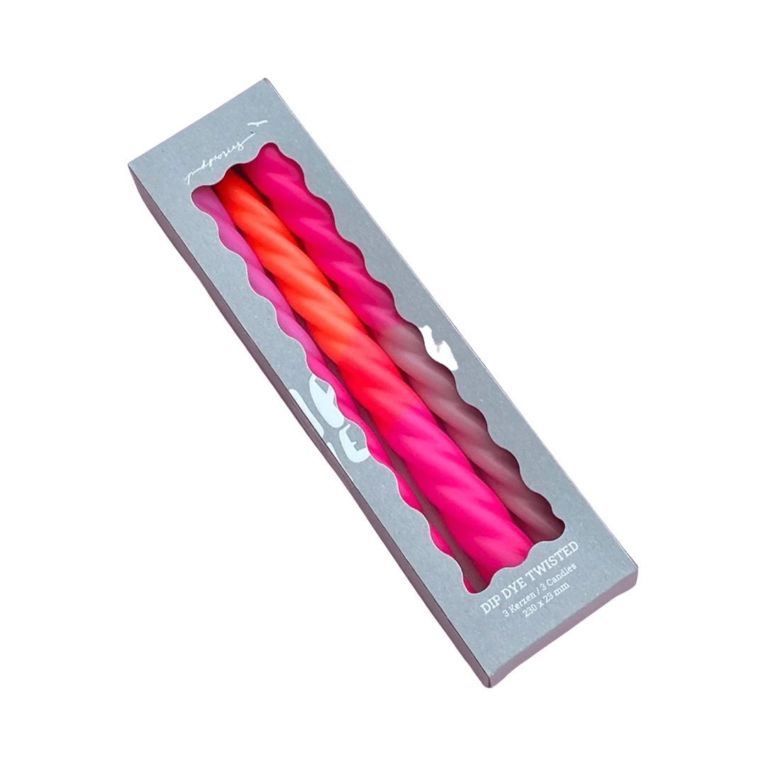 Pink Stories Set aus 3 Dip Dye Stabkerzen gedreht ca. 230x23mm - Bitangel RENOVATE & FURNISH HOMES GmbH