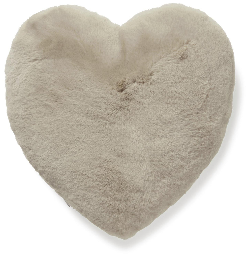 Skinnwille Super weiches Webpelz Herz-Kissen taupe