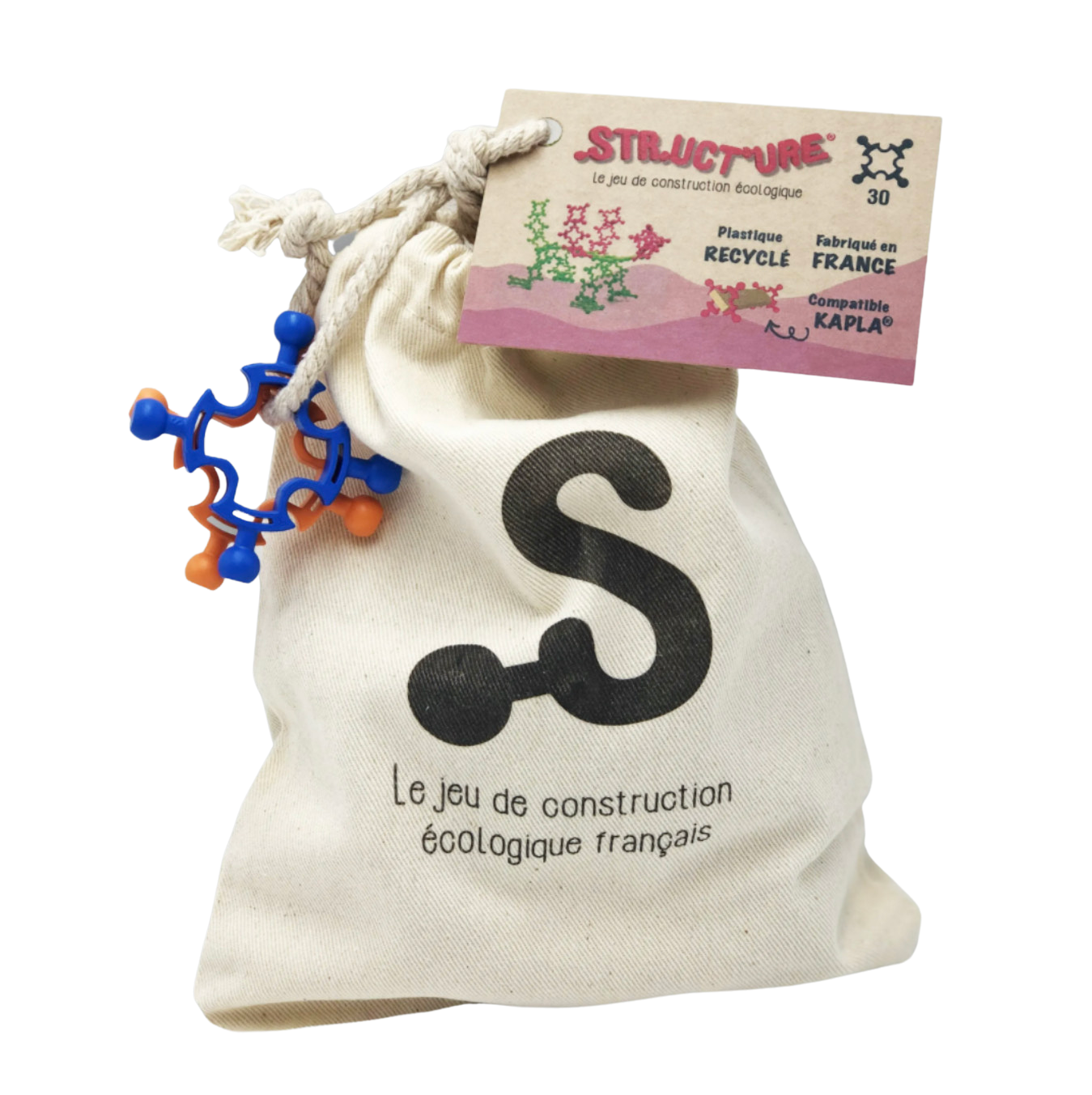 Clip It Structure Konstruktionsspiel in 2D und 3D wahlweise 50 oder 100 Sück im Bio-Baumwollbeutel - BITANGELHOMES