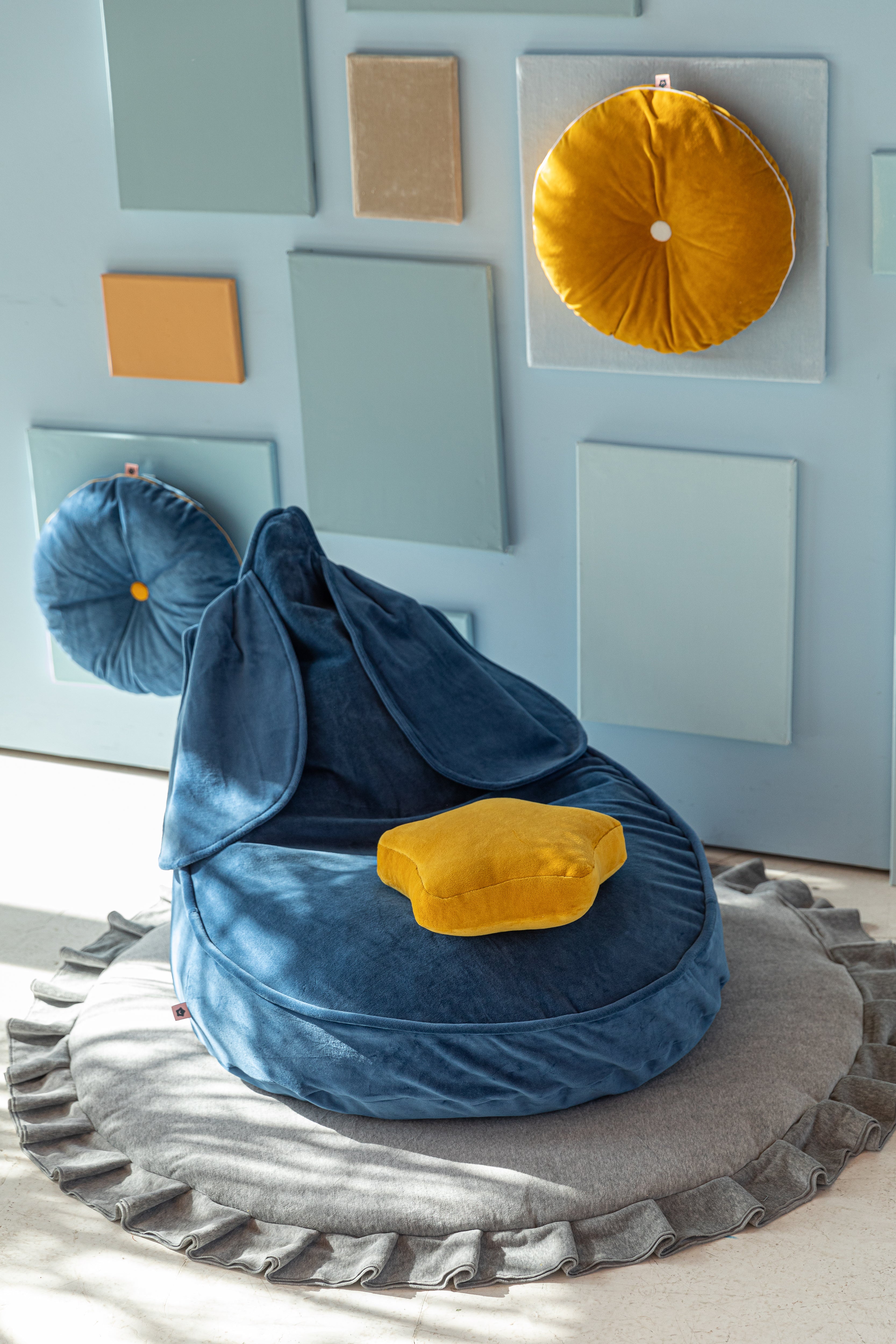 Wigiwama super weiche Velvet-Spielematte cm wahlweiße in safran, weiß, hellgrau, OEKO-TEX® Velvet ca.  Ø 110cm - BITANGELHOMES