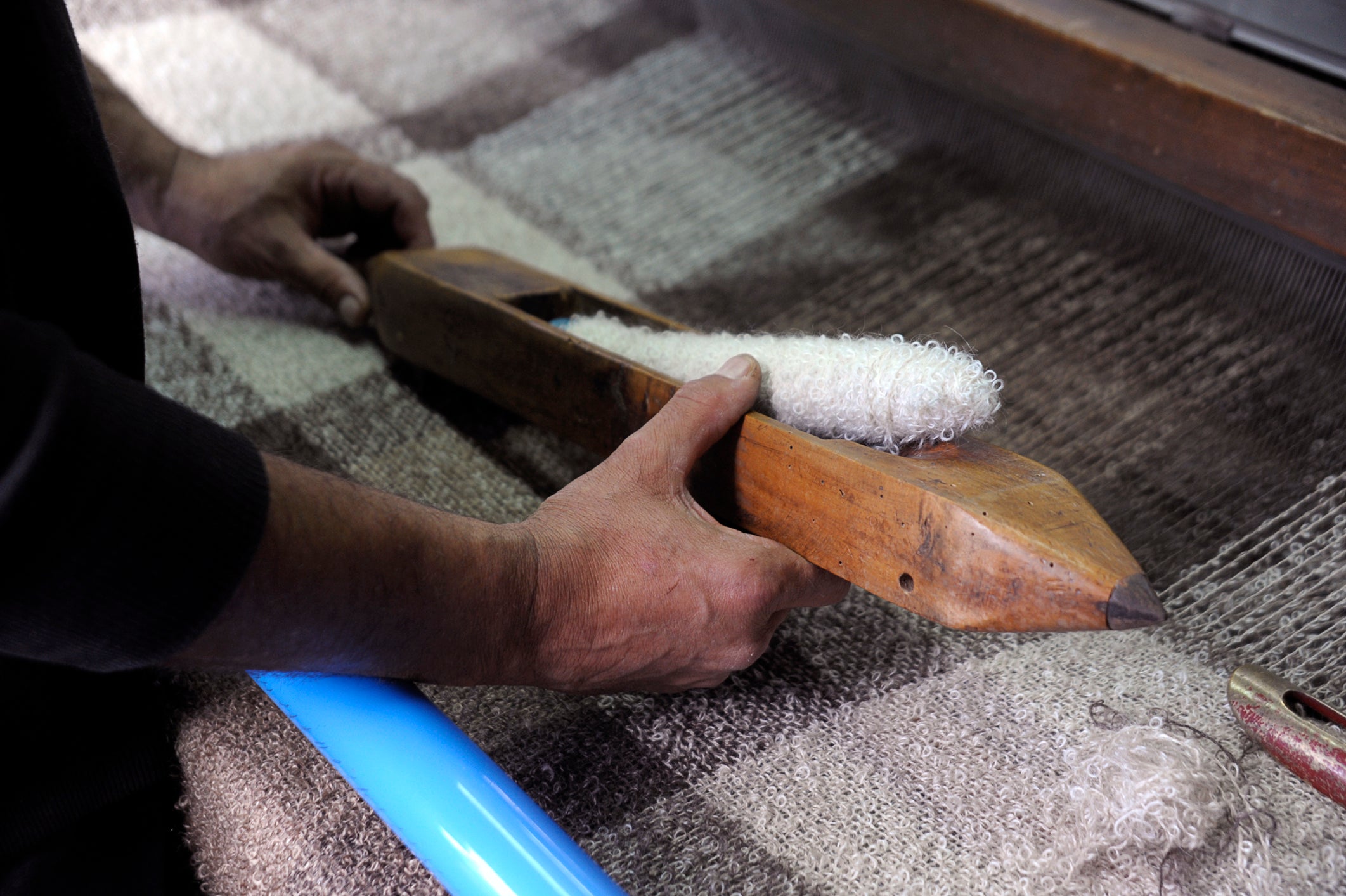 Mantas Ezcaray Spanien Premium Mohair-Wolldecke Ombré Effekt/Farbverlauf petrol - BITANGELHOMES