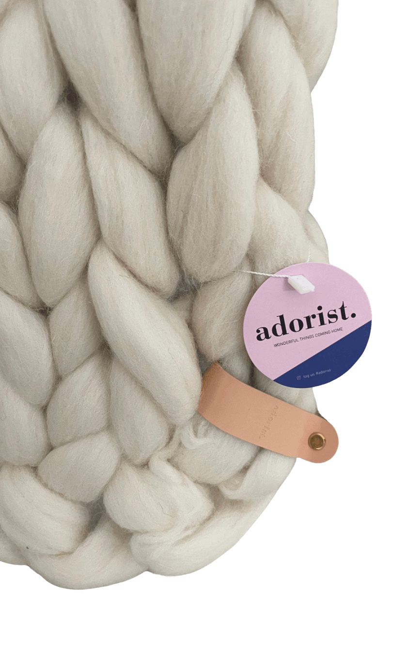 Adorist Merino-Wolldecke Cosima Chunky Knit wahlweise in Weiß ca. 100x150cm & ca. 3,5-3,9kg - Bitangel RENOVATE & FURNISH HOMES GmbH