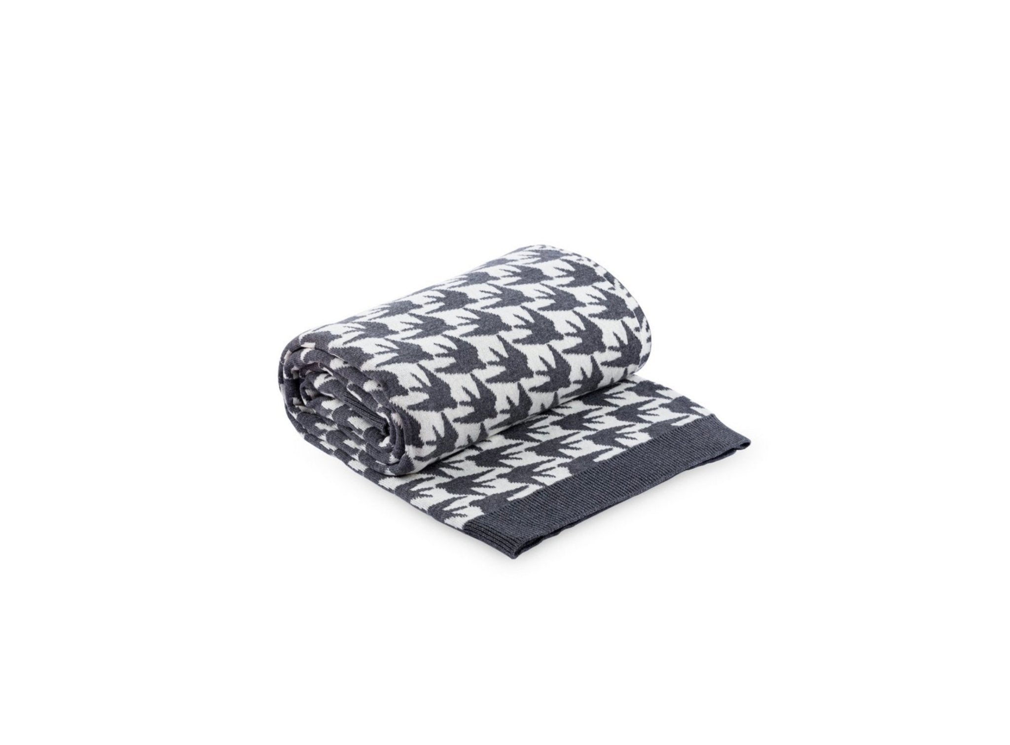 Agatha Porto edle handgestrickte Baumwolldecke wahlweise hellgrau uni oder dunkelgrau mit Schwalben 120x60 cm, ca. 900gr - Bitangel RENOVATE & FURNISH HOMES GmbH