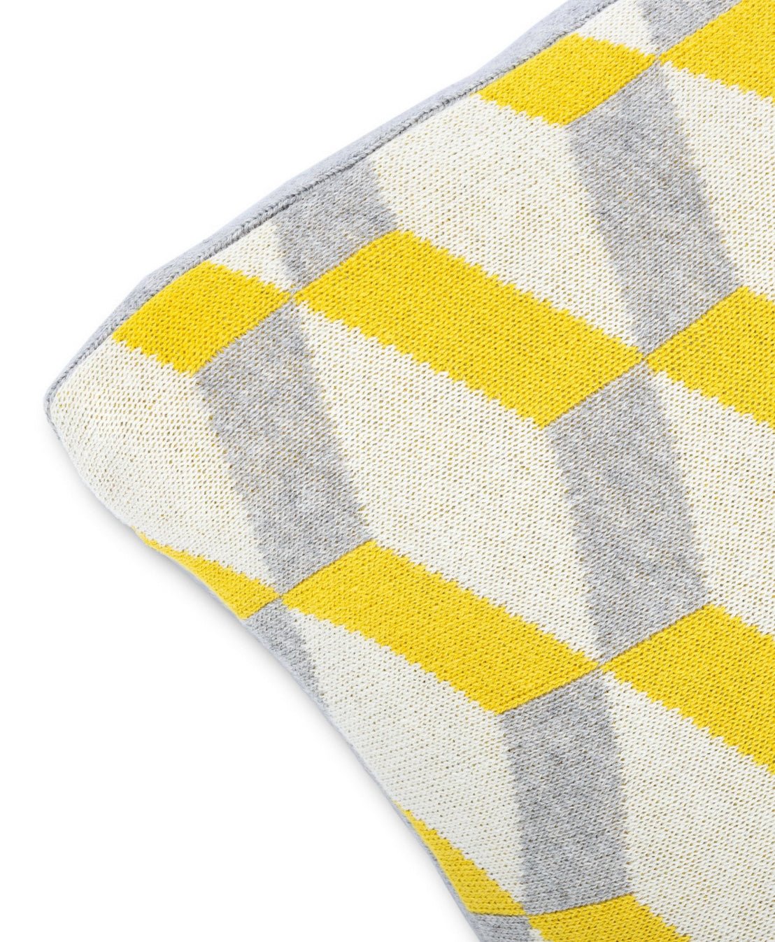 Agatha Porto edles handgestricktes Wendekissen aus Baumwolle wahlweise, bunt mit Blumen oder weiß/gelb mit graphischen Muster inkl. Füllung ca. 50x50 cm - Bitangel RENOVATE & FURNISH HOMES GmbH