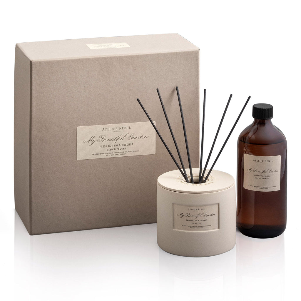 Atelier Rebul Feige & Kokosnuss wahlweise Diffusor aus Porzellan mit Befüllung 450ml oder Nachfüllflasche für Diffusor 450ml - Bitangel RENOVATE & FURNISH HOMES GmbH