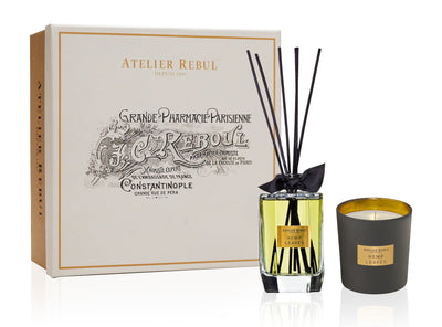 Atelier Rebul Geschenk Box Hemp Leaves Hanfblatt wahlweise als Reed Diffuser 200ml & Duftkerze 210g oder Geschenkset mit Reed Diffuser & Duftkerze im Set - Bitangel RENOVATE & FURNISH HOMES GmbH