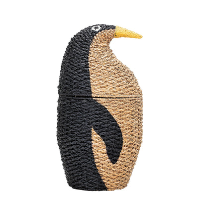 Bloomingville Pinguin Korb aus nachhaltiger Jute Pflanzenfaser mit Deckel 60cm hoch - Bitangel RENOVATE & FURNISH HOMES GmbH