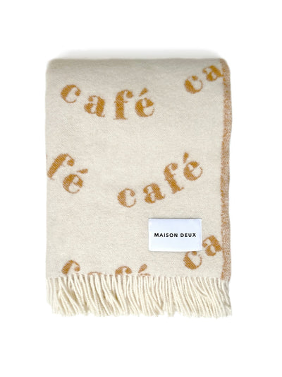 Café-Decke weiss/beige aus neuseeländischer Wolle ca. 130x200cm - Bitangel RENOVATE & FURNISH HOMES GmbH