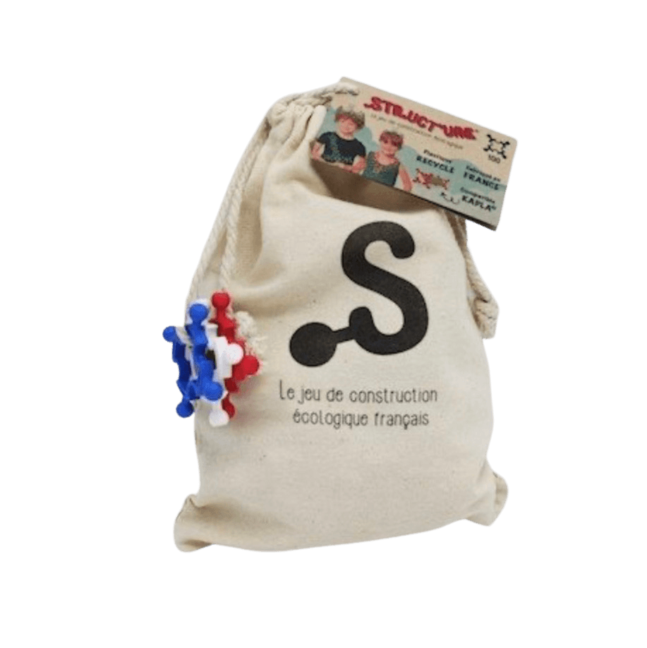 Clip It Structure Konstruktionsspiel zum bauen in 2D und 3D wahlweise 50 oder 100 Sück im Bio-Baumwollbeutel, aus 100 % recyceltem Kunststoff, je Konstrucksionsteil ca. L18xB15xH7 & ca. 200gr schwer. - Bitangel RENOVATE & FURNISH HOMES GmbH