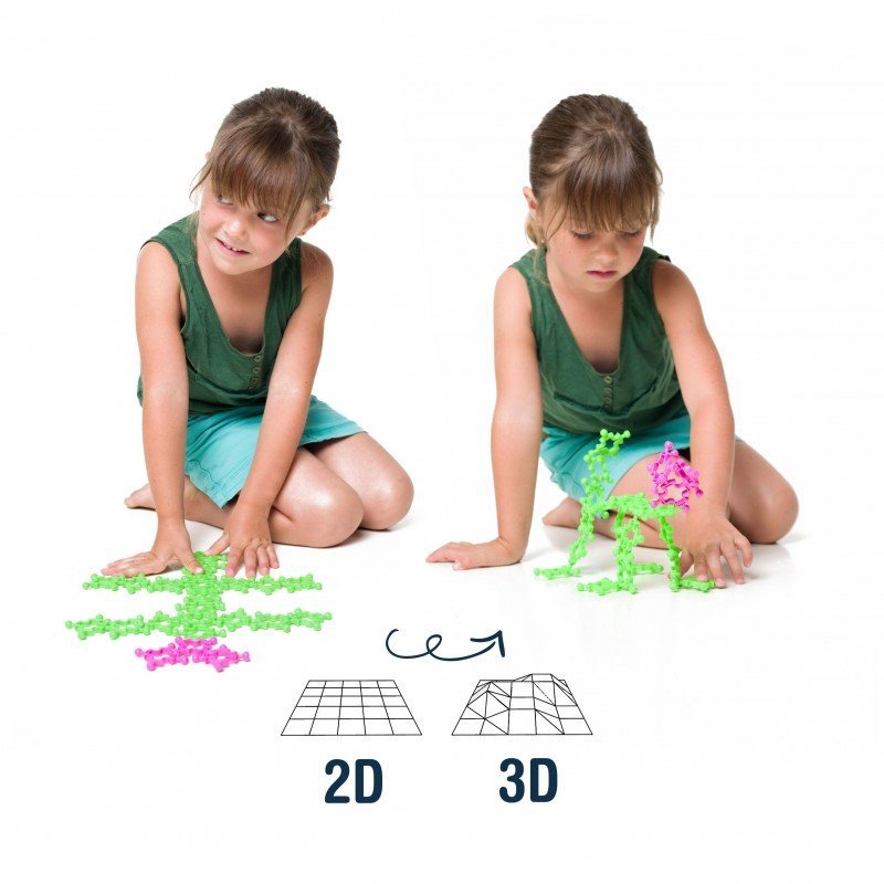 Clip It Structure Konstruktionsspiel zum bauen in 2D und 3D wahlweise 50 oder 100 Sück im Bio-Baumwollbeutel, aus 100 % recyceltem Kunststoff, je Konstrucksionsteil ca. L18xB15xH7 & ca. 200gr schwer. - Bitangel RENOVATE & FURNISH HOMES GmbH