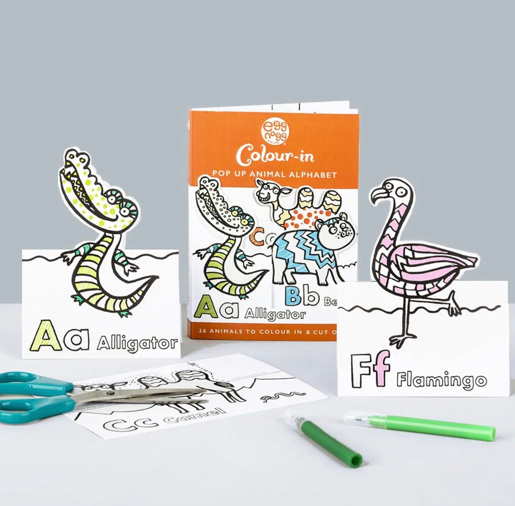 Eggnogg England Ausmalen-Kartenbuch mit Pop-Up Tieren Umschlag und Anleitung A6-Größe ca. 150mmx105mm aus strapazierfähigem, FSC-zertifiziertem Papier - Bitangel RENOVATE & FURNISH HOMES GmbH