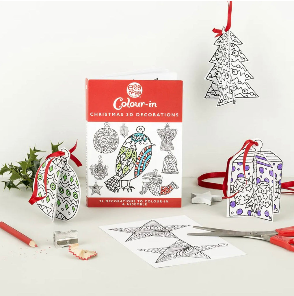 Eggnogg England Christbaum-Anhänger zum ausmalen in 3D Christmas/Weihnachten mit 24 Seiten, A6-Größe ca. 147mmx105mm - Bitangel RENOVATE & FURNISH HOMES GmbH
