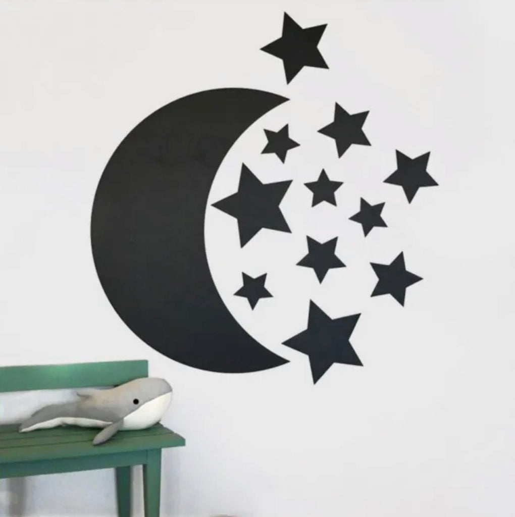 Ferflex Soft-Magnettafel Mond ca. B58xH82,9 cm mit 11 Sternen & 76 Magneten in Schwarz zum auf & abziehen an der Wand - Bitangel RENOVATE & FURNISH HOMES GmbH