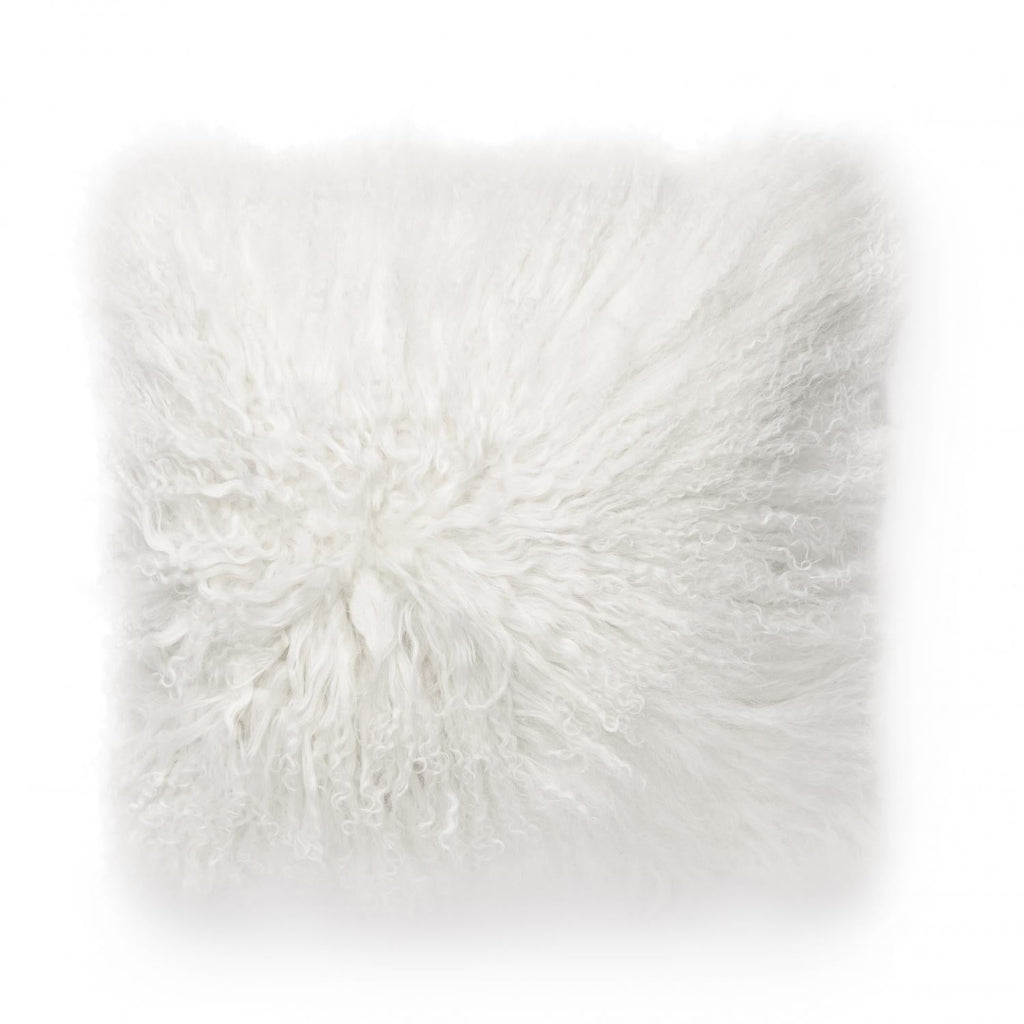 Flauschige Kissenhülle Shansi aus Tibet Echt-Fell, wahlweise weiss/ivory oder hellem beige ca. 40x40cm - Bitangel RENOVATE & FURNISH HOMES GmbH