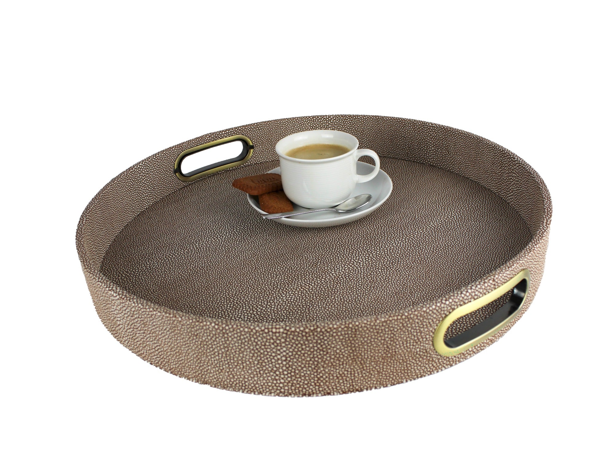 Signature Home Collection handgefertigtes Rochenleder Tablett mit Griffen, Bitangel RENOVATE & FURNISH HOMES GmbH