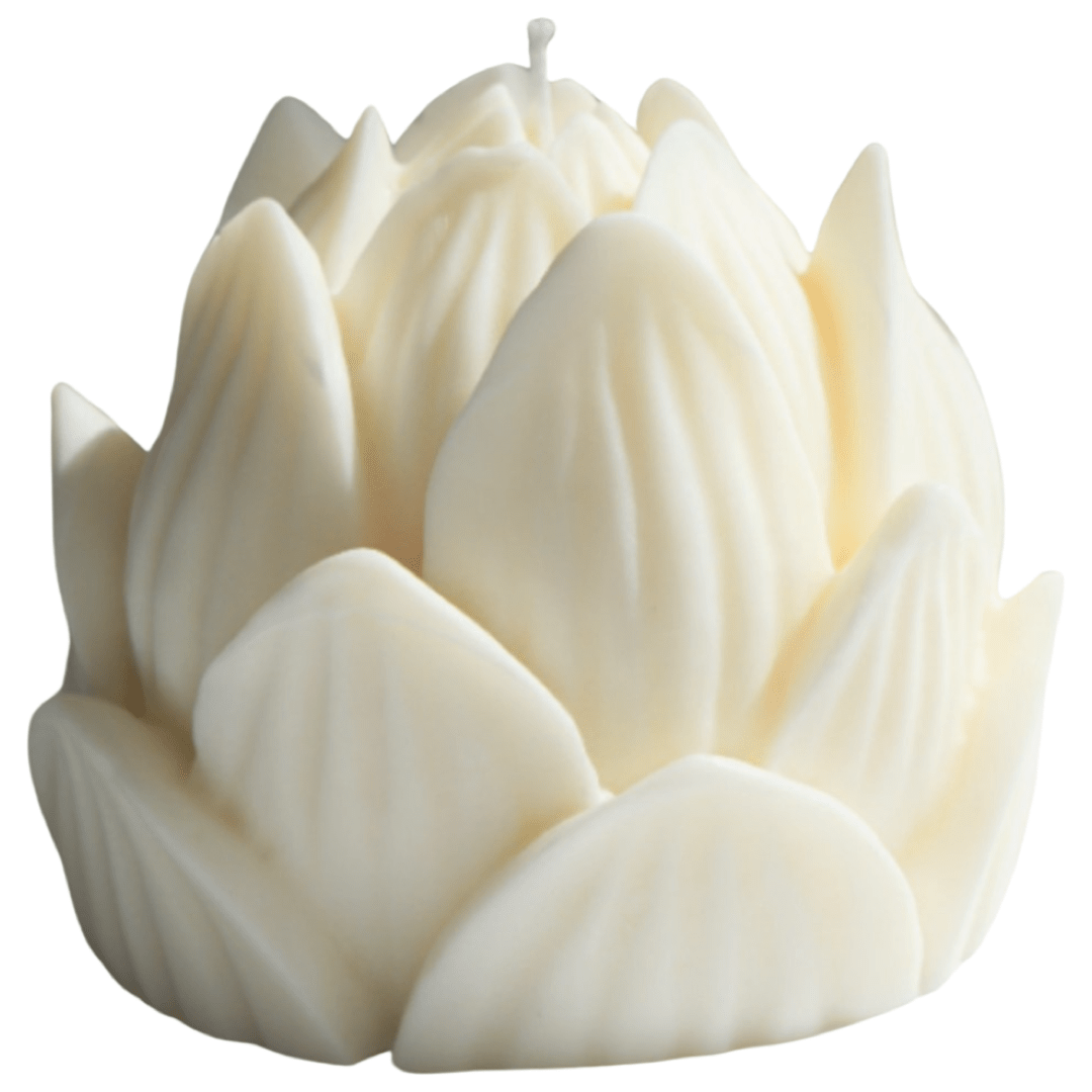 Inuti Exklusive Lotusblumen-Kerze aus 100% Sojawachs in weiß ca. 10cm Durchmesser & 10cm hoch - Bitangel RENOVATE & FURNISH HOMES GmbH
