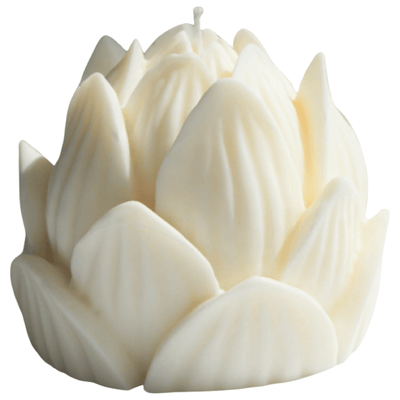 Inuti Exklusive Lotusblumen-Kerze aus 100% Sojawachs in weiß ca. 10cm Durchmesser & 10cm hoch - Bitangel RENOVATE & FURNISH HOMES GmbH